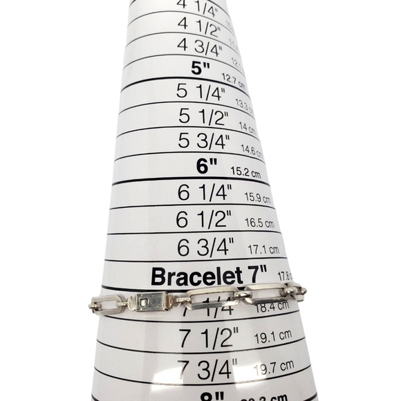 Mexico Sterling Silver Paper Clip Link Bracelet #21200 - Picture 10 of 10